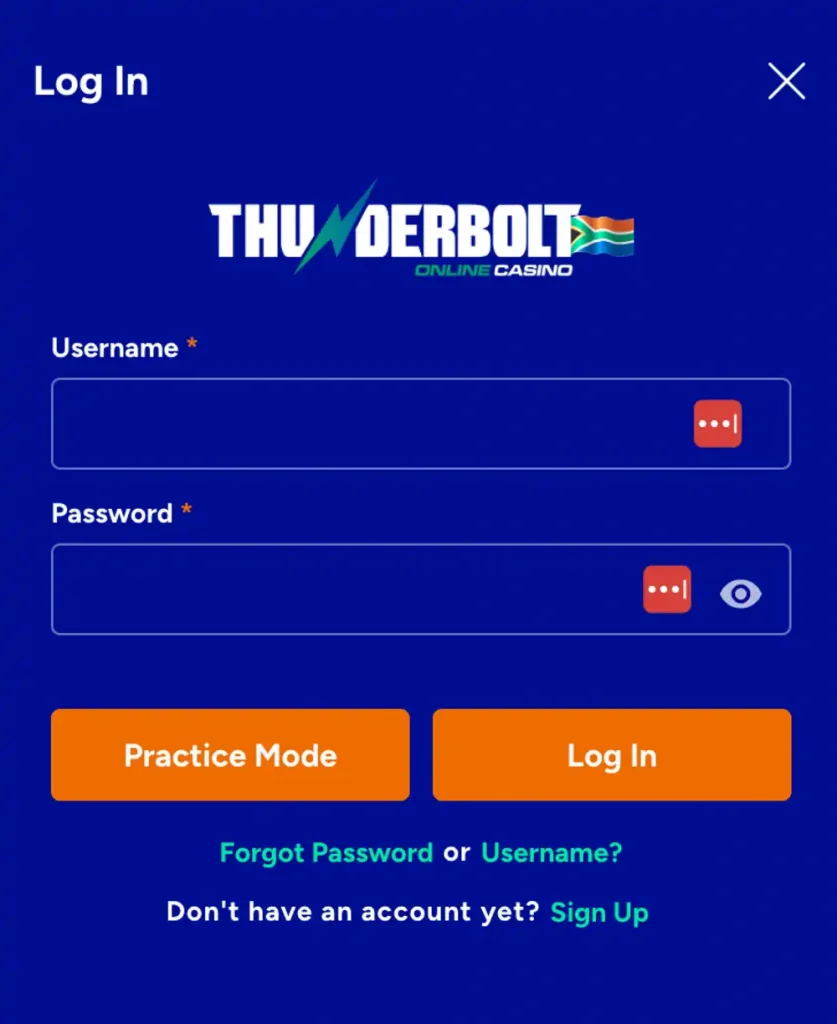 thunderbolt casino login south africa