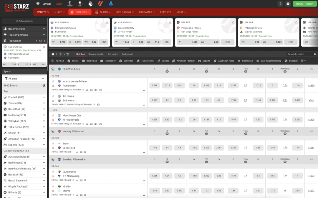 Betting Options at 888starz