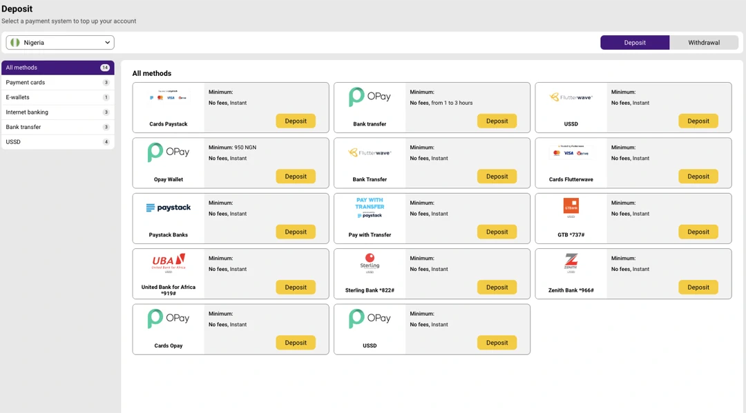 Deposits and Withdrawals on Helabet