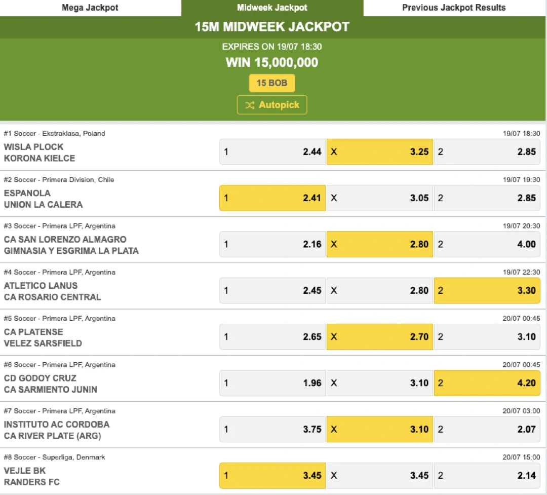 Betika Midweek Jackpot Predictions