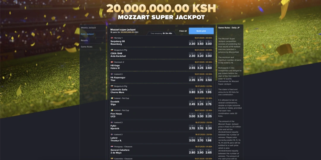 Mozzartbet Daily Jackpot Bonus