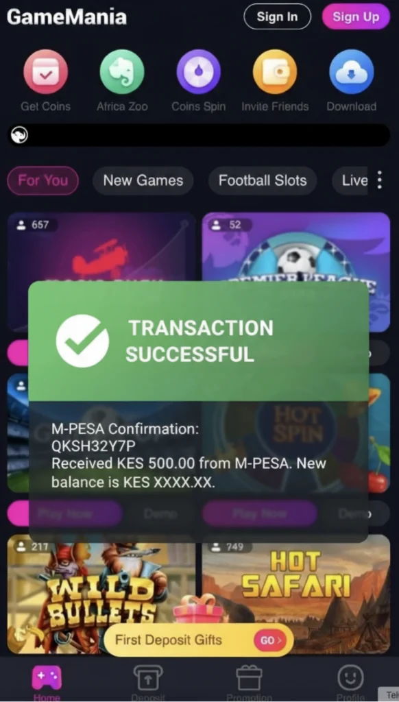 Step5 - Wait for your earnings to arrive in your M-PESA wallet — the transaction usually completes within a few minutes.